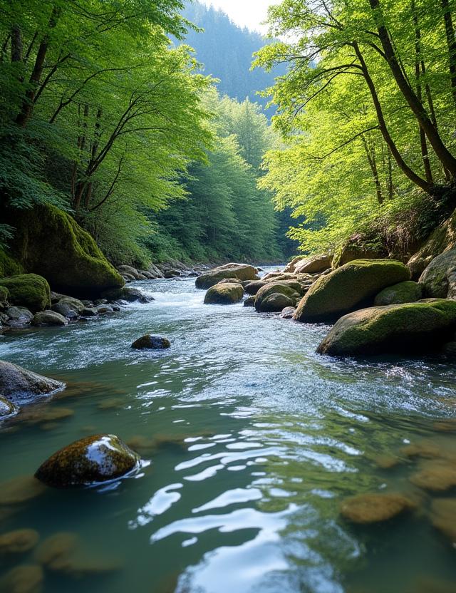 渓流川釣りシーン
